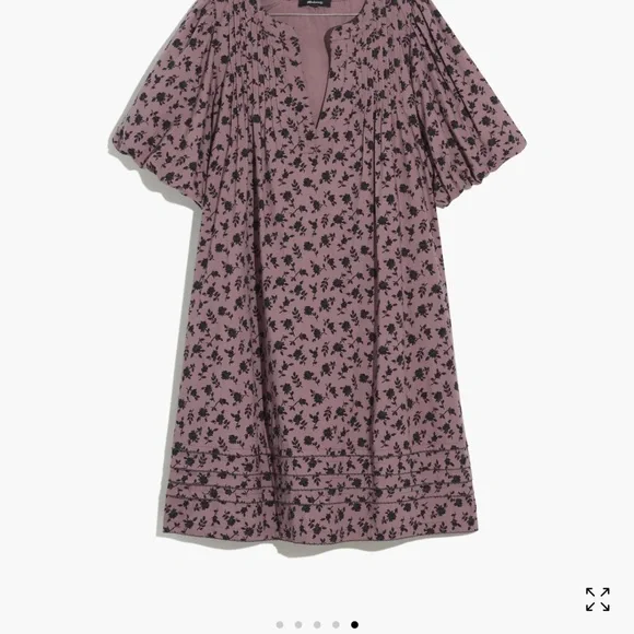 Madewell Purple and Black Mini Dress with Puff Sleeves and Pockets - Picture 3 of 8